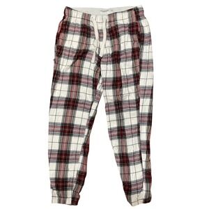 Abercrombie & Fitch Unisex Small Red White Plaid Flannel Pajama Pants Joggers